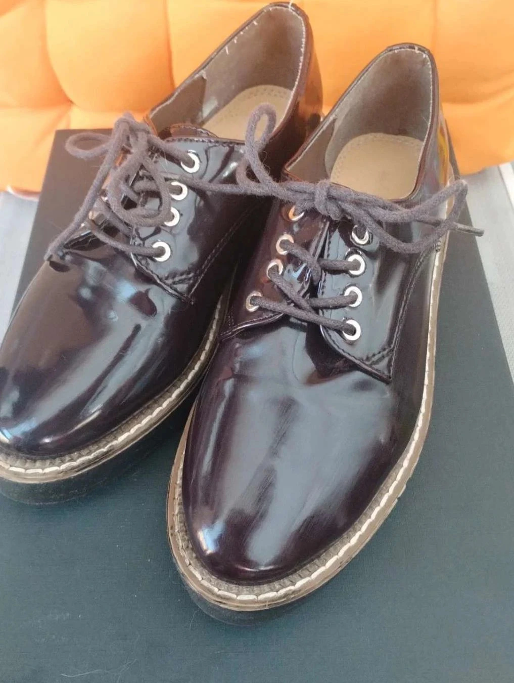 Chaussures femme à lacets reflets marron/bordeaux, Marypaz, P37